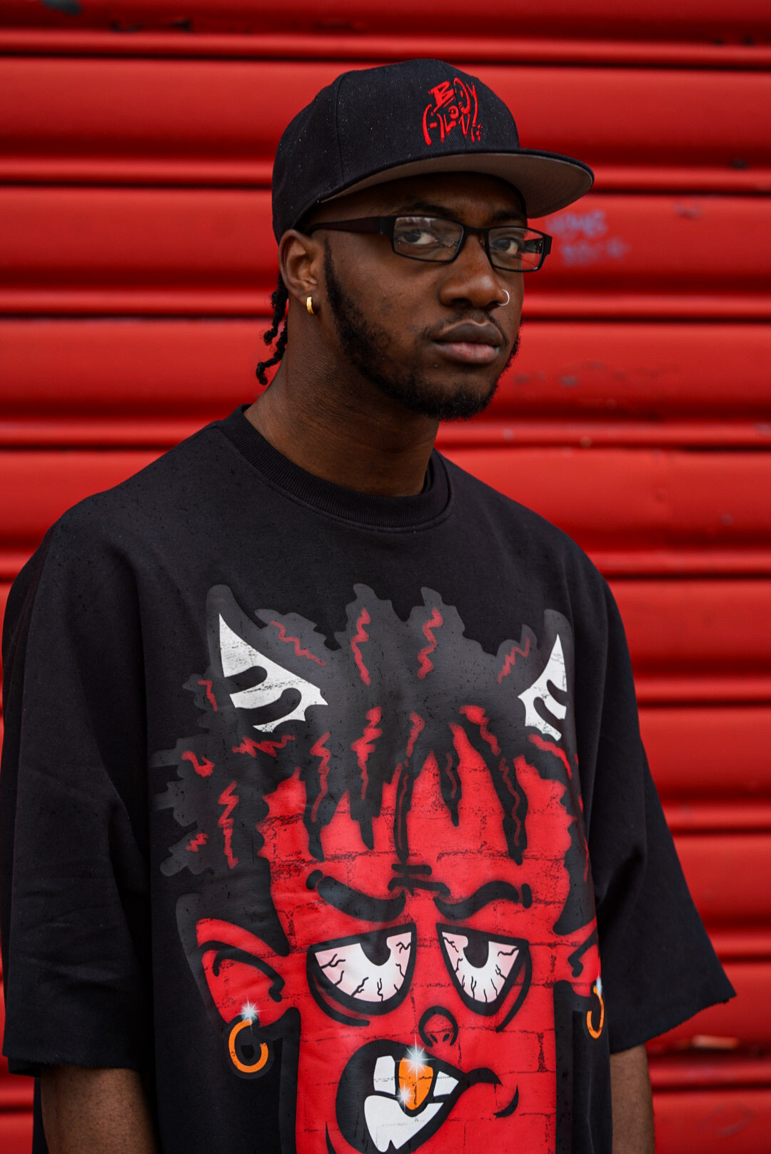 BOY - ALONE “BLACK SNAP- BACK HAT“ RED EMBROIDERED DESIGN “$20