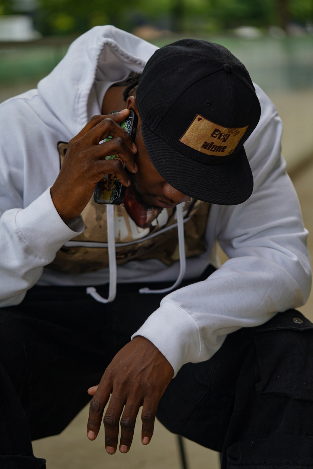 BOY - ALONE “ BLACK SNAP BACK - HAT BROWN LICENSE PLATE DESIGN $24