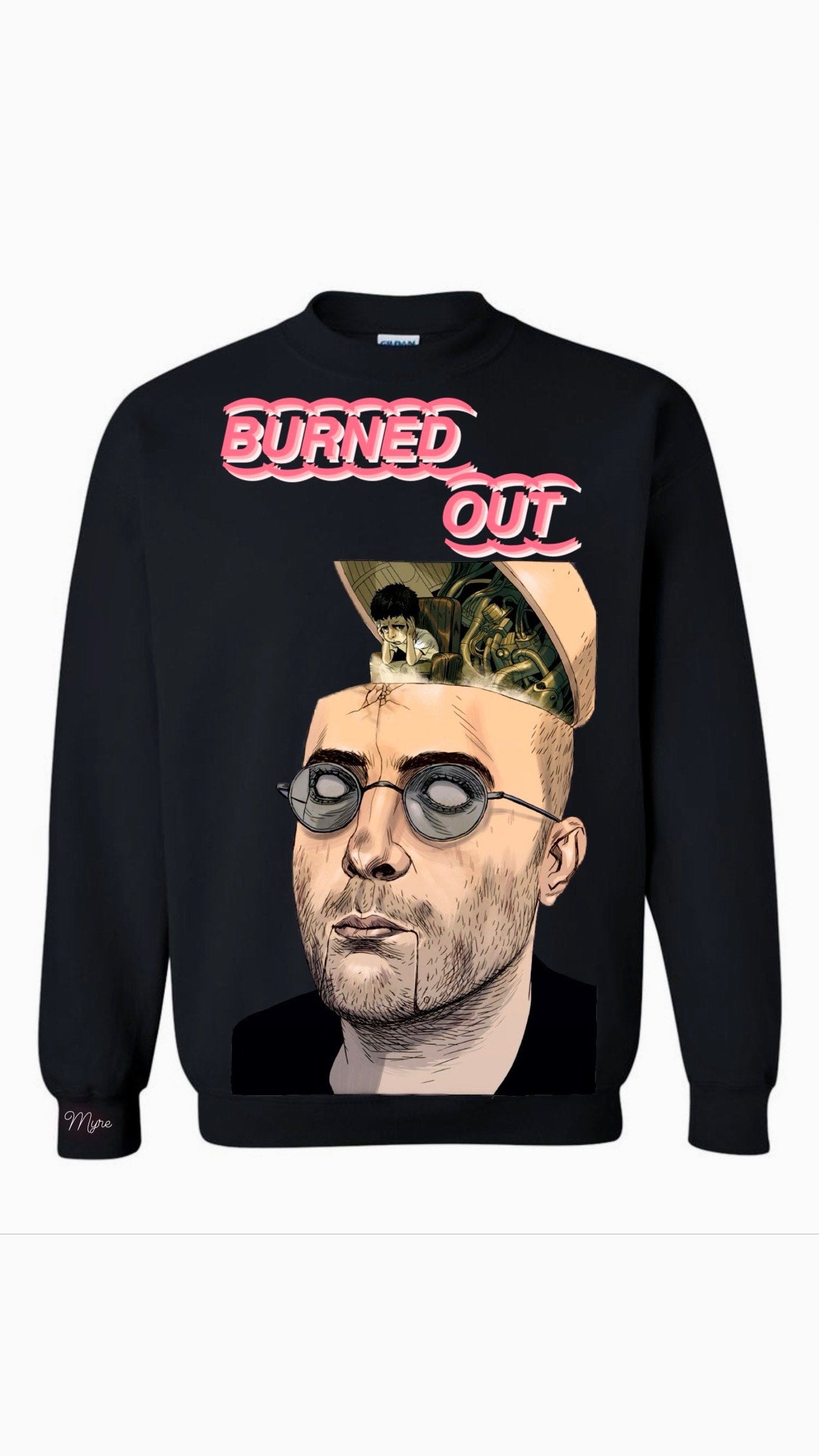 Myre black sweatshirt design” burned out”