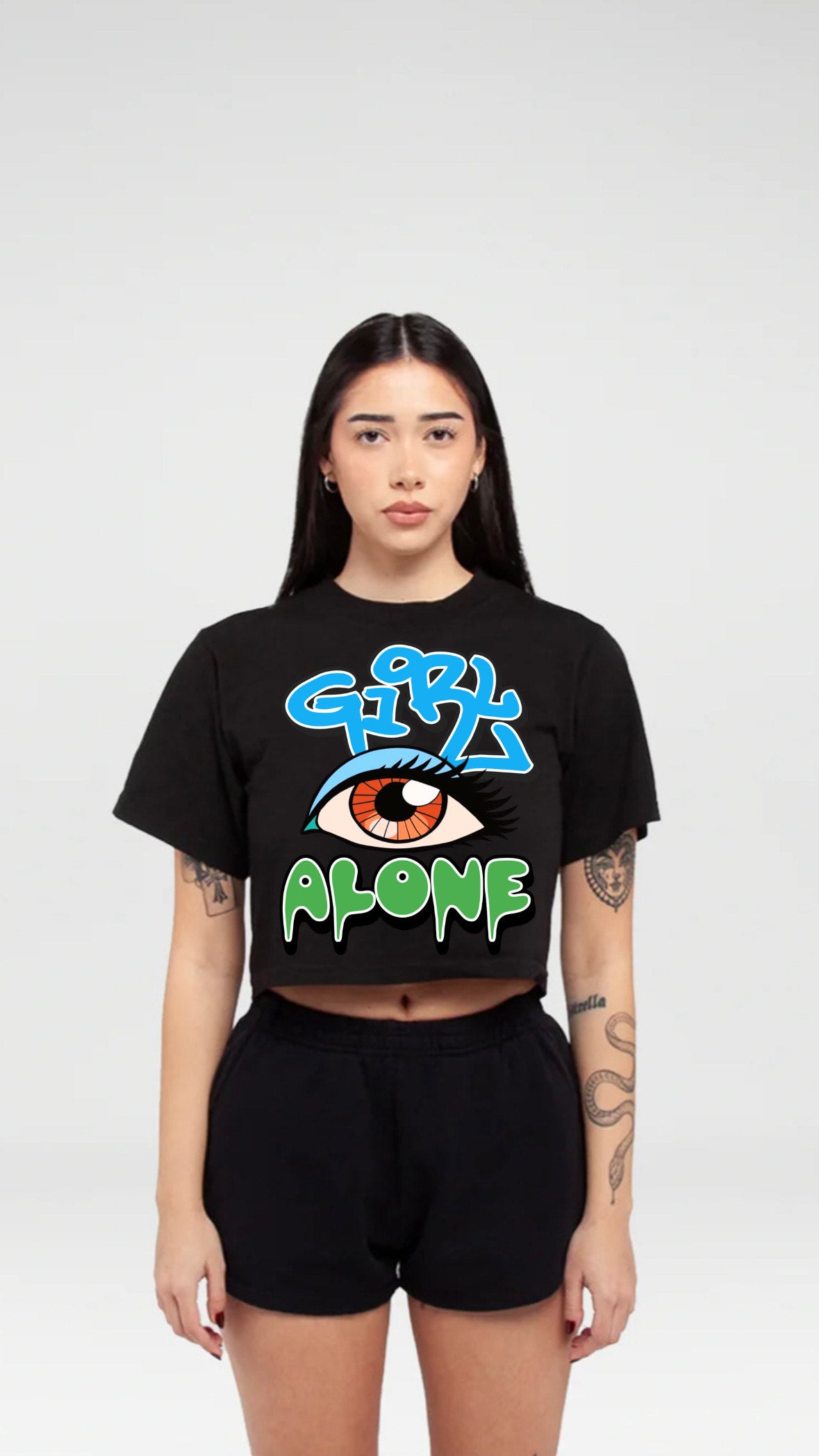 GIRL ALONE “CROP TOP BLACK BLUE EYE DESIGN”