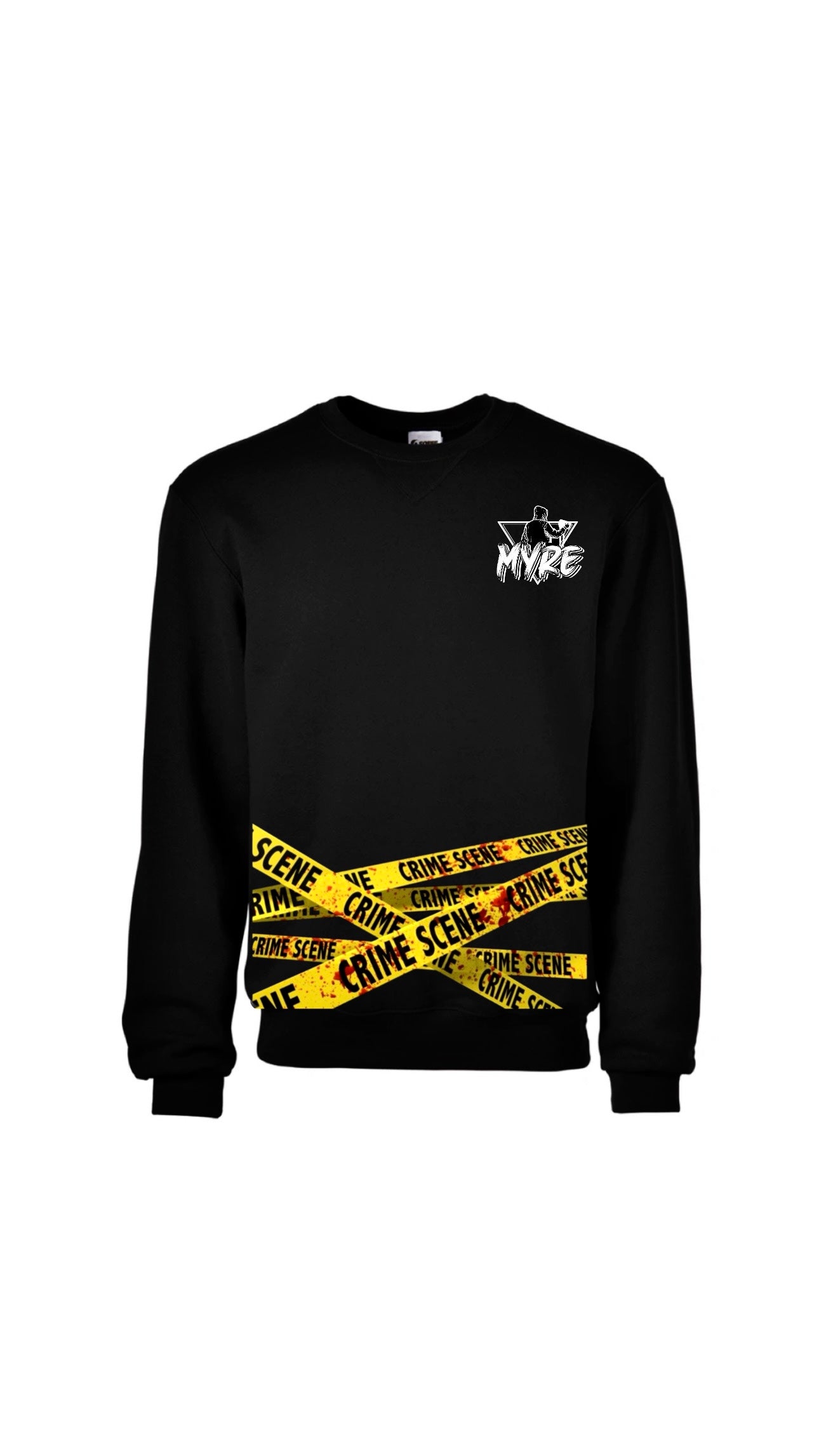 Myre black sweatshirt design” crime scene “