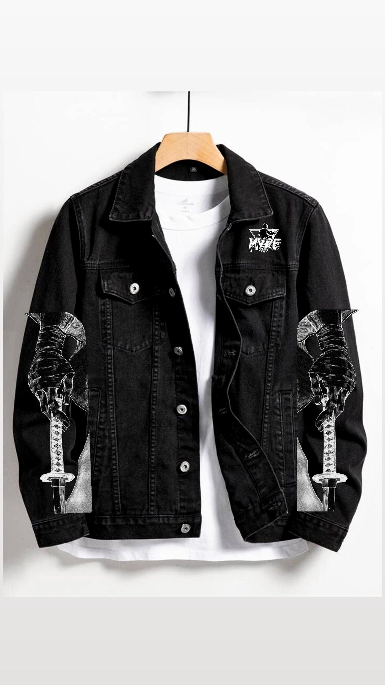 Myre black Jean jacket design “ CROSS”