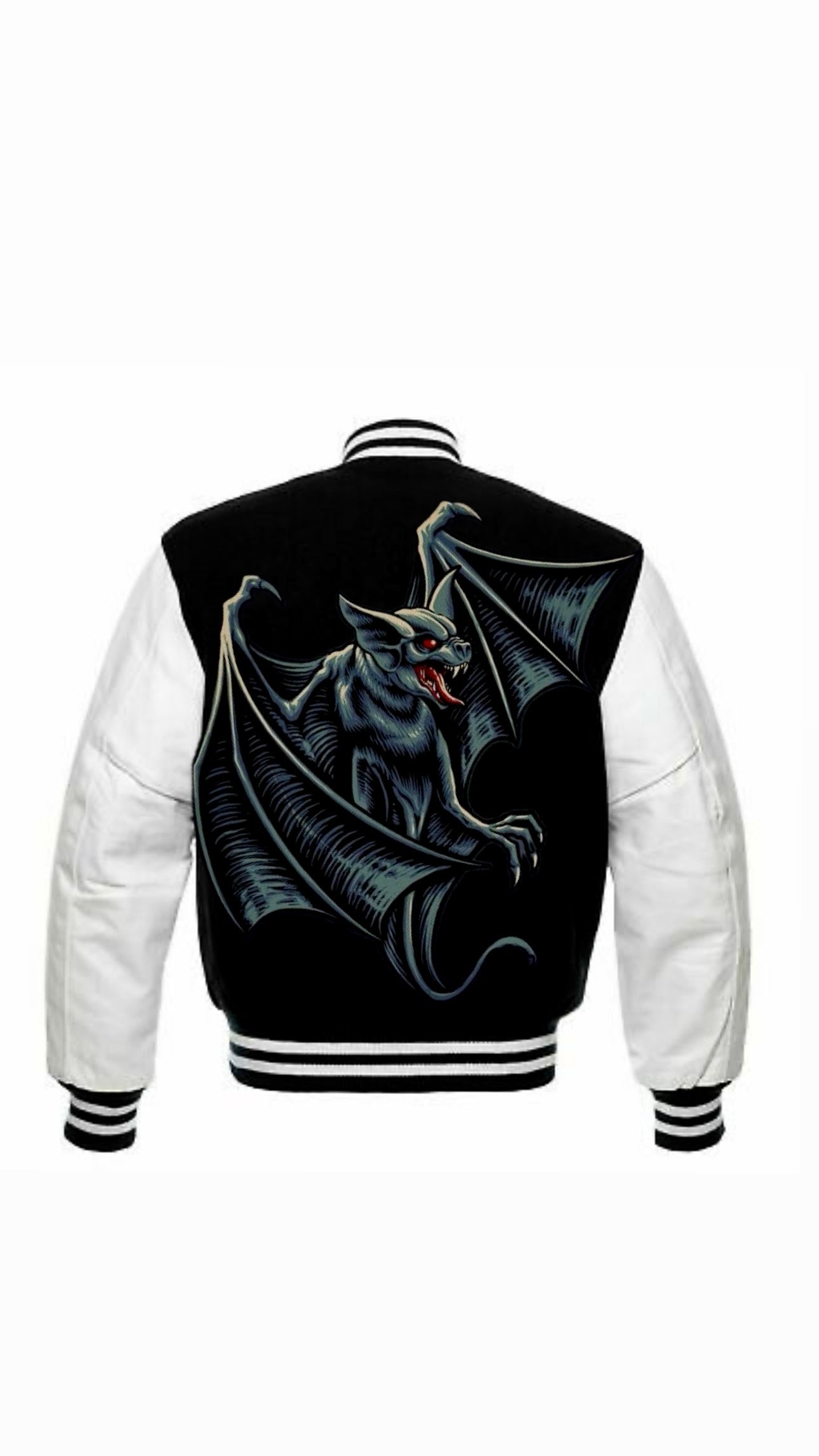 QUAN & MYRE BLACK VARSITY JACKET DESIGN “ BAT🦇”