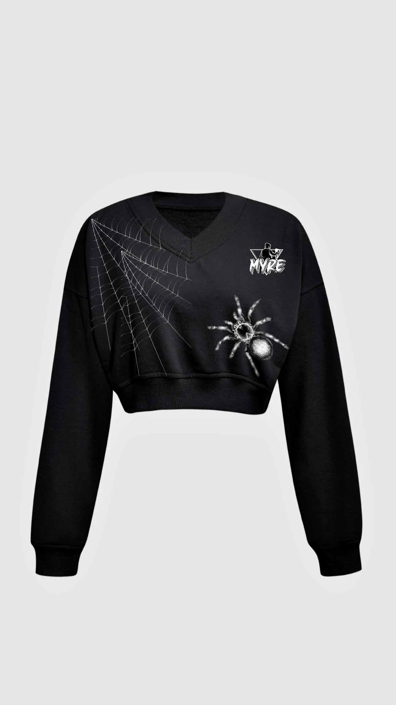 Myre black croptop design “ spider webs”