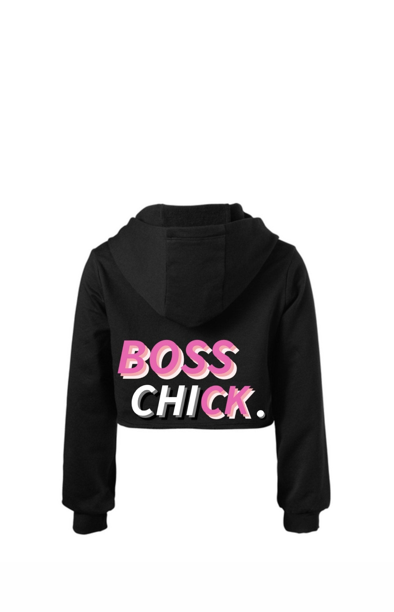 Myre black croptop hoodie design “boss chick”