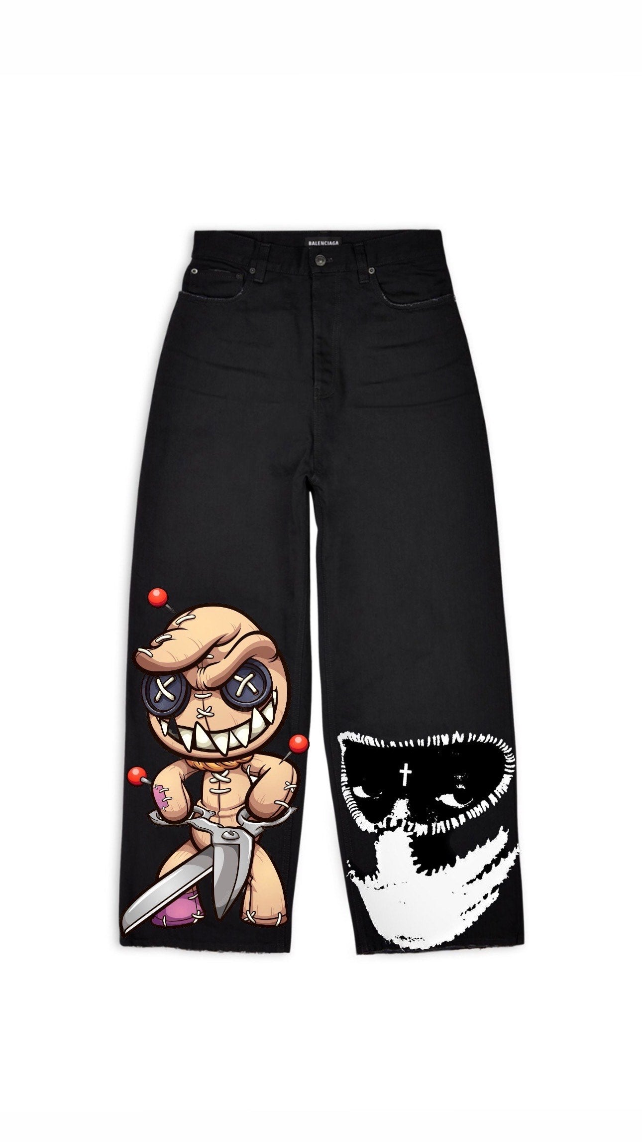 Myre black jean pant design” white ski”