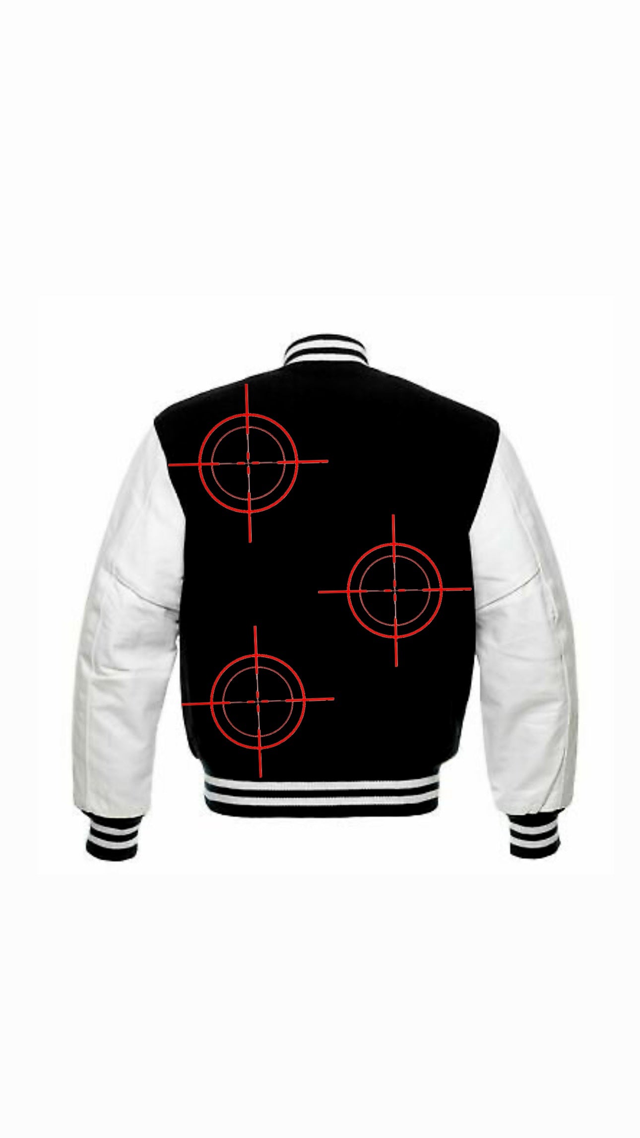 Myre black varsity jacket design “ They think am winking but am aiming “