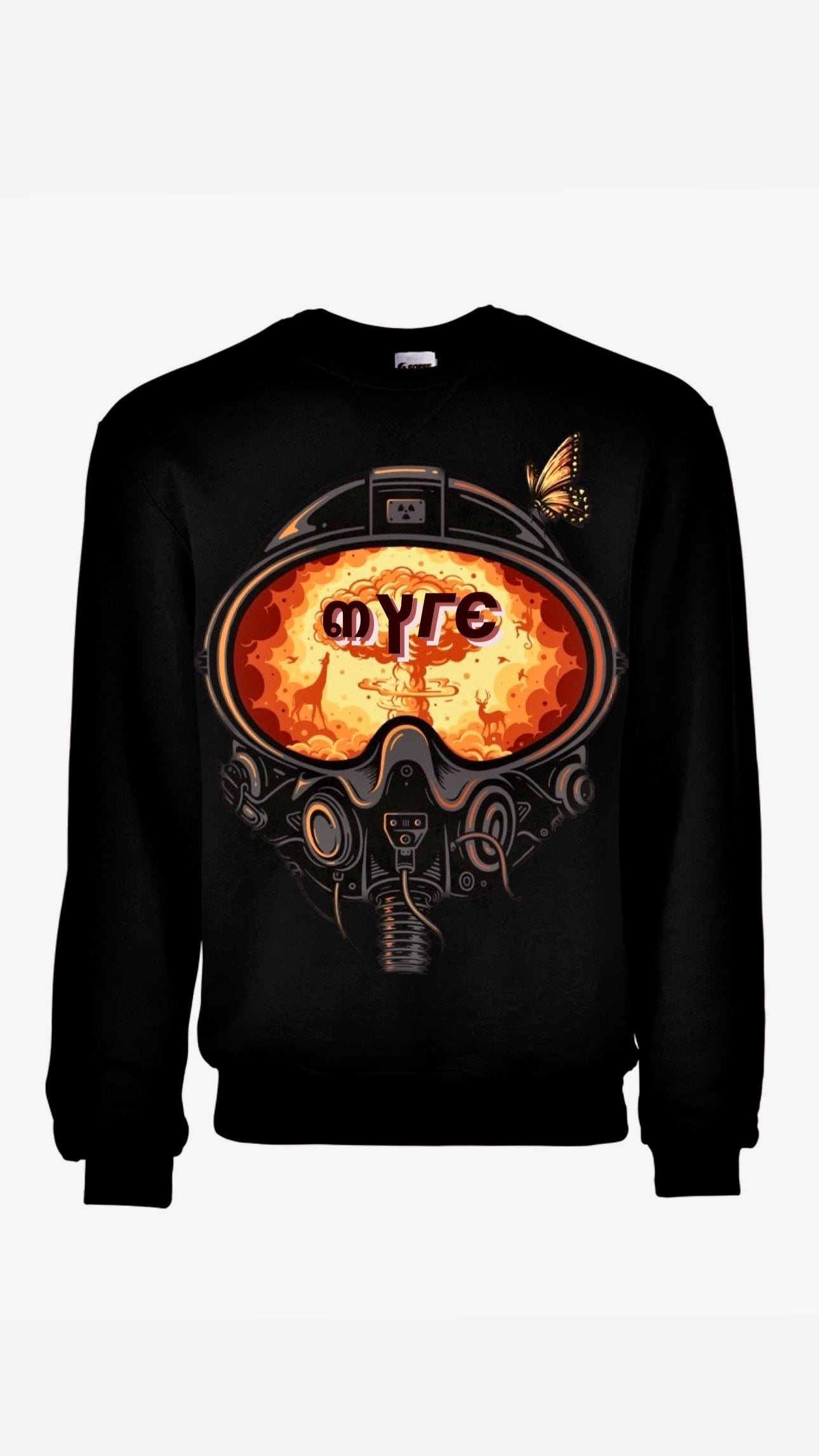 Myre black sweatshirt design” I need space “