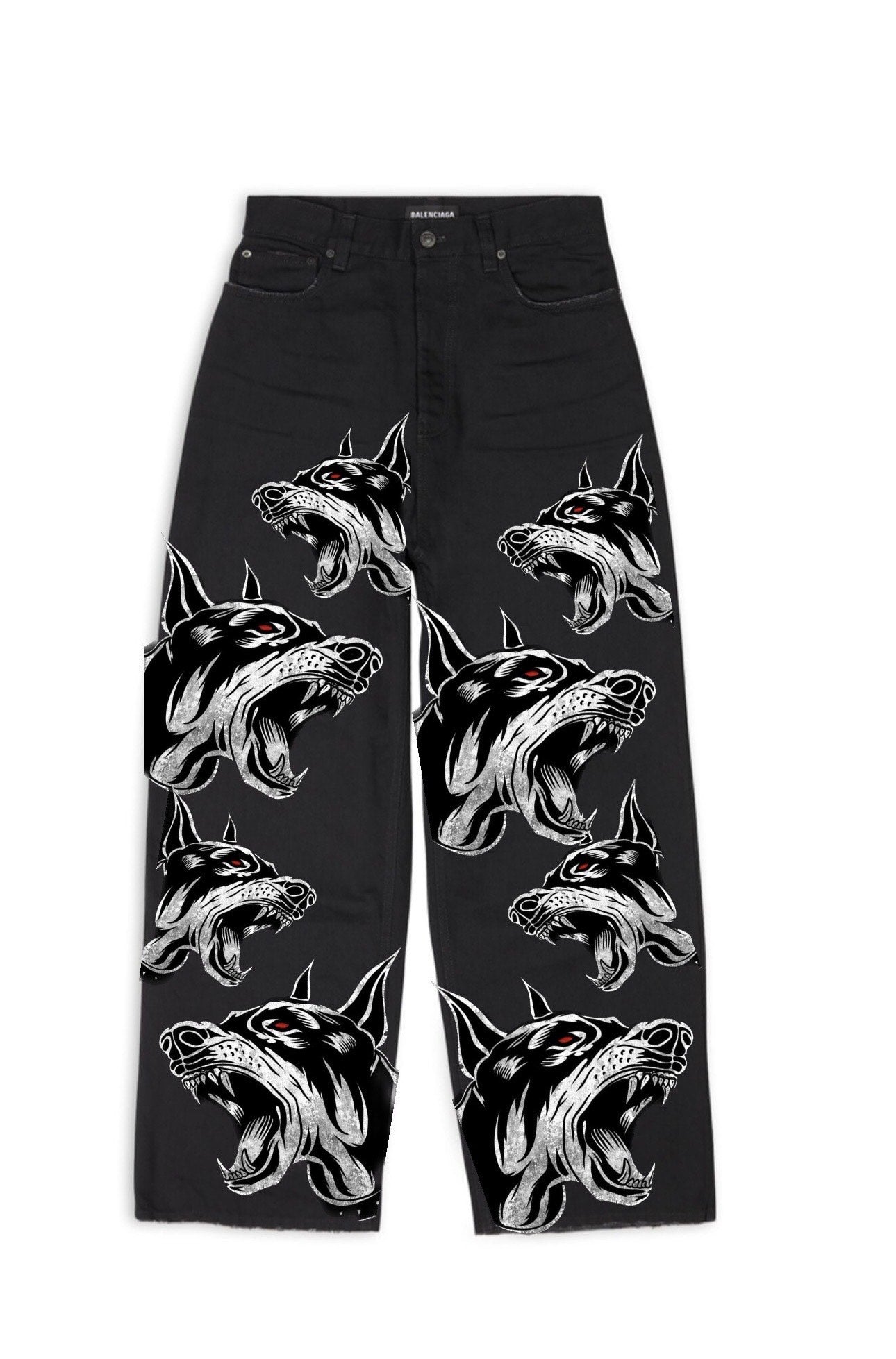 Myre black jean pant design” wild dogs”