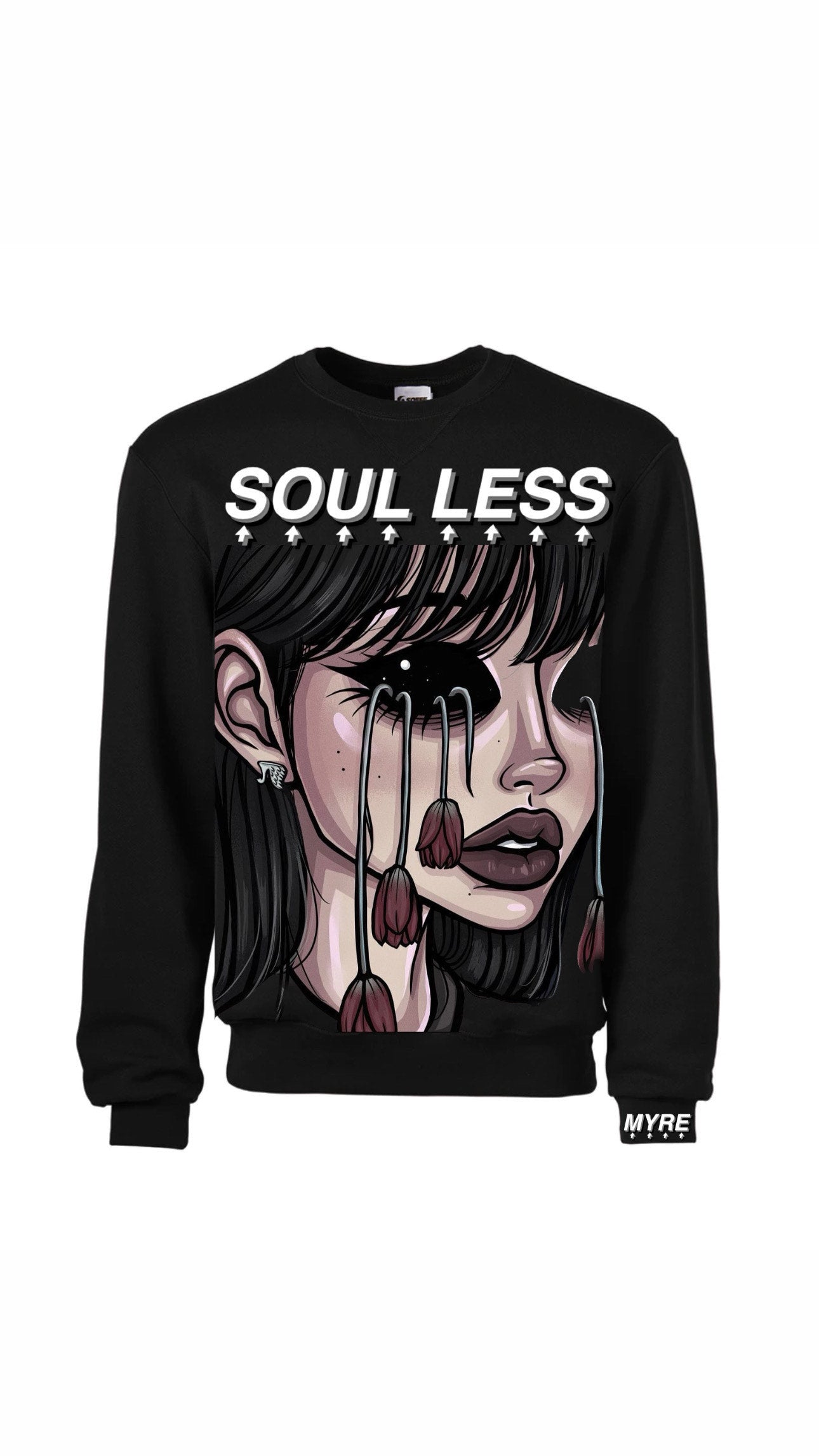 Myre black sweatshirt design” soulless/ say you’ll die for me”