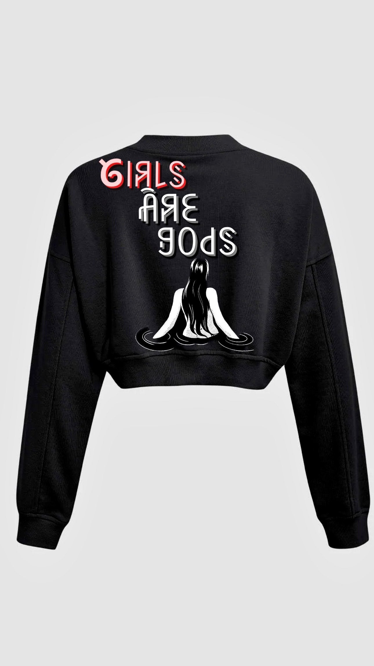 Myre black croptop design “ Girls are gods”