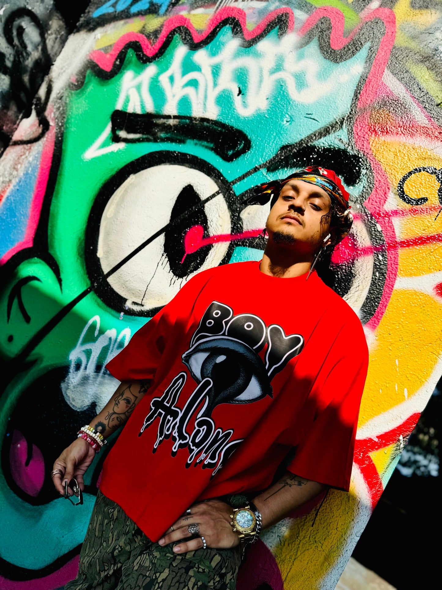 BOY ALONE “2PANEL BOXY TEE RED DESIGN”