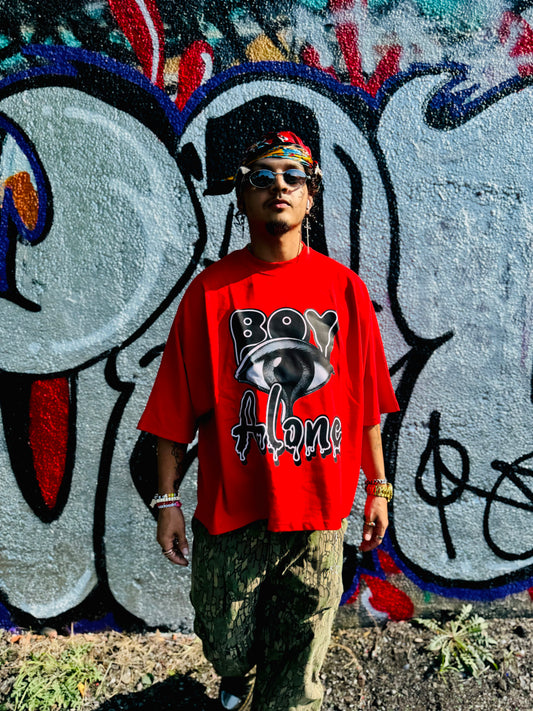 BOY ALONE “2PANEL BOXY TEE RED DESIGN”