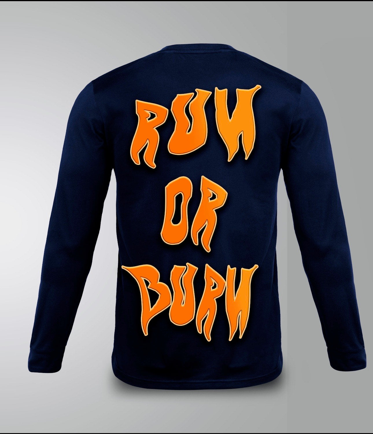 Myre deep blue sweatshirt design “ run or burn”