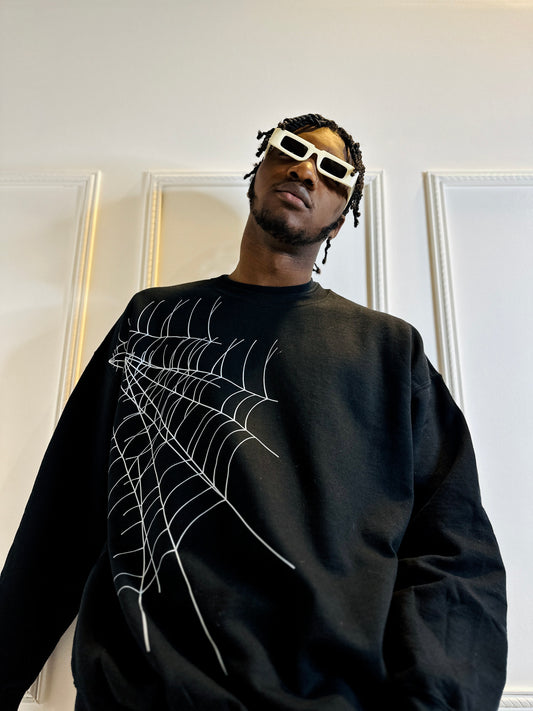 Myre black sweatshirt design "Spider webs"