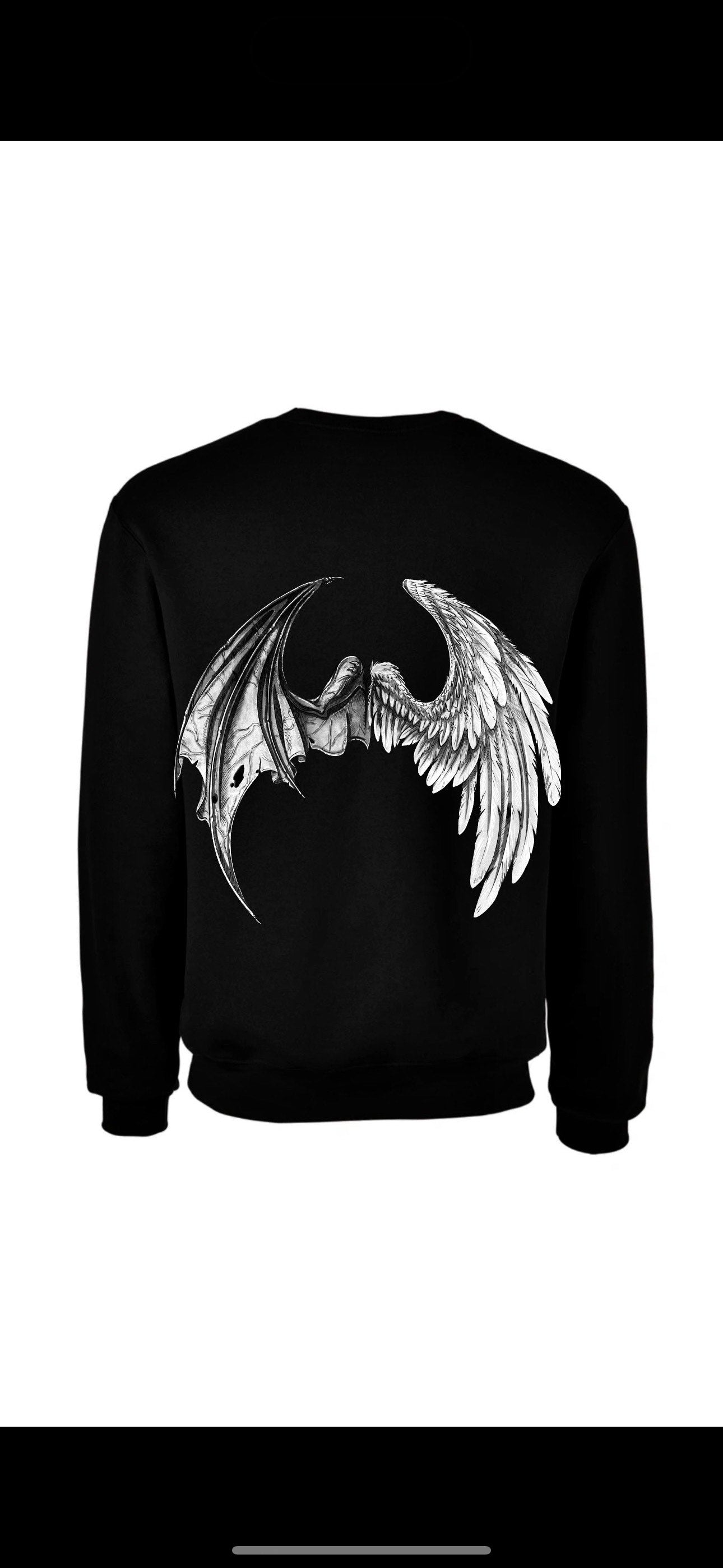 Myre black sweatshirt design” heavenly wings”