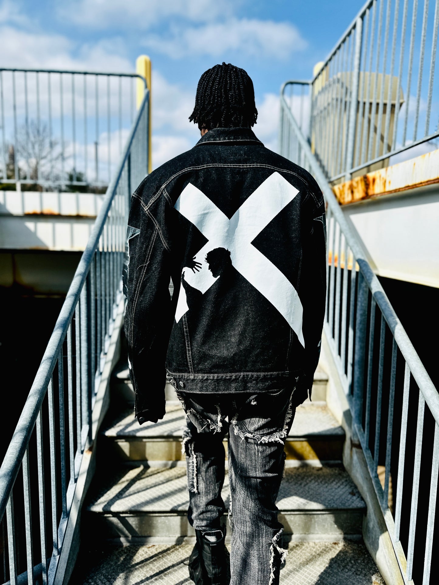 Myre black Jean jacket design “ CROSS”