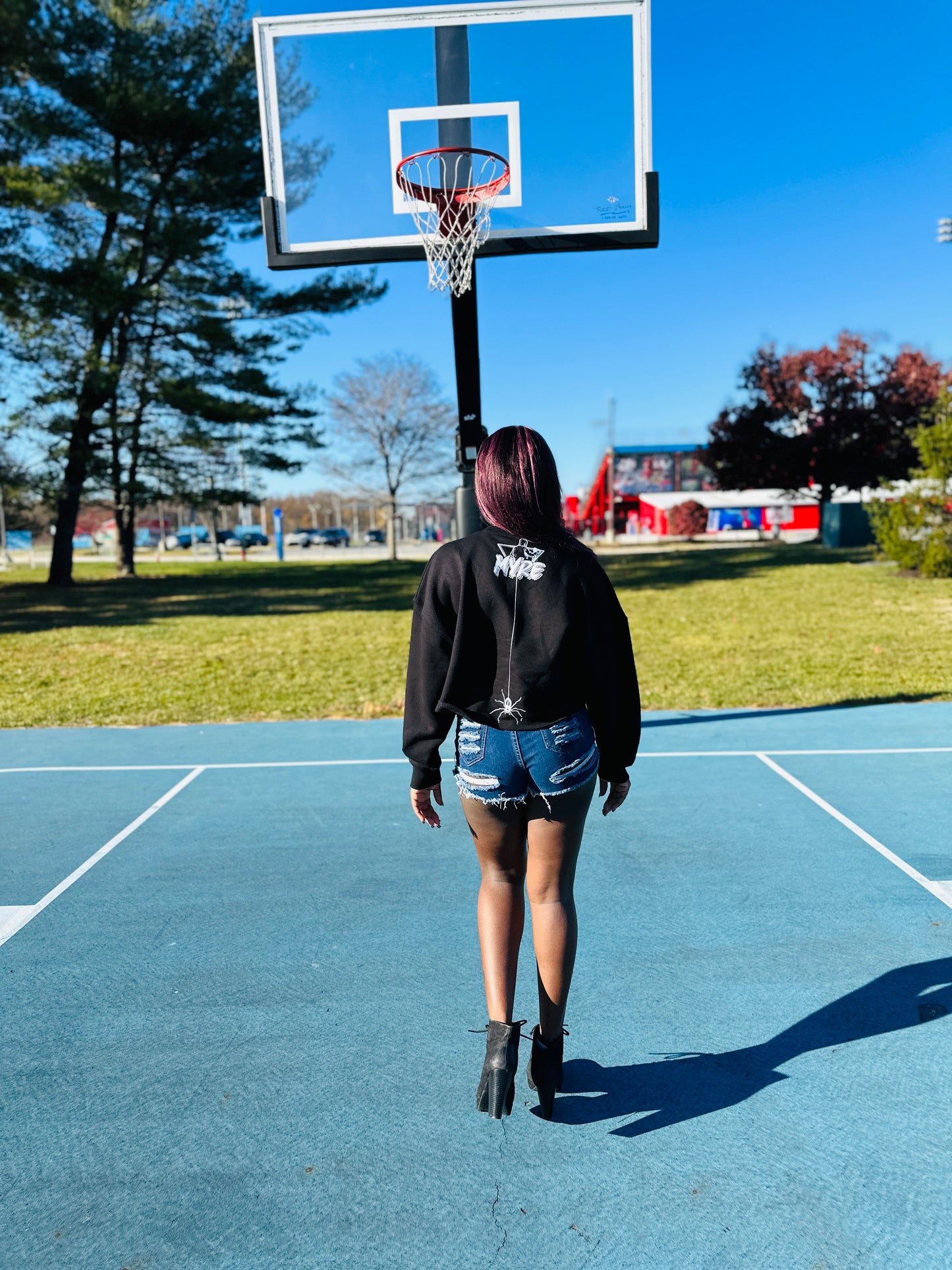 Myre black croptop design “ spider webs”