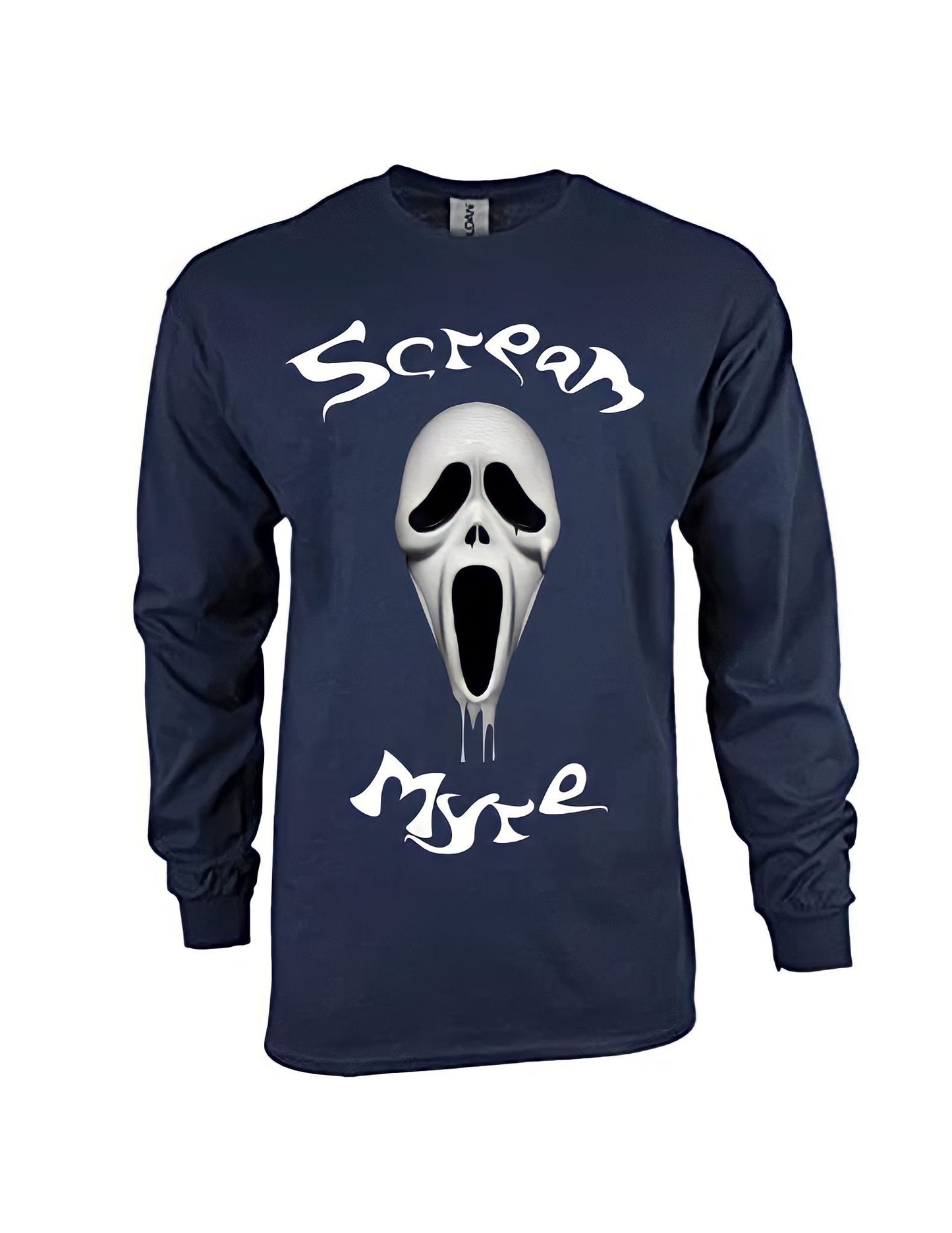 Myre blue sweatshirt design “ scream Myre “