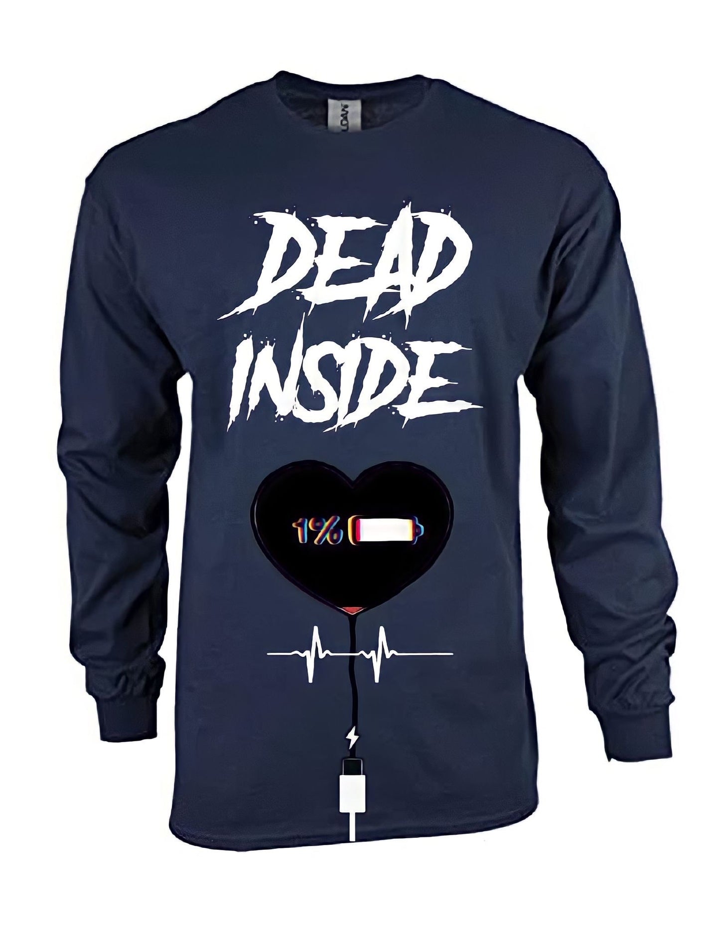 Myre deep blue sweatshirt design “ dead inside/ love? No I prefer vodka “