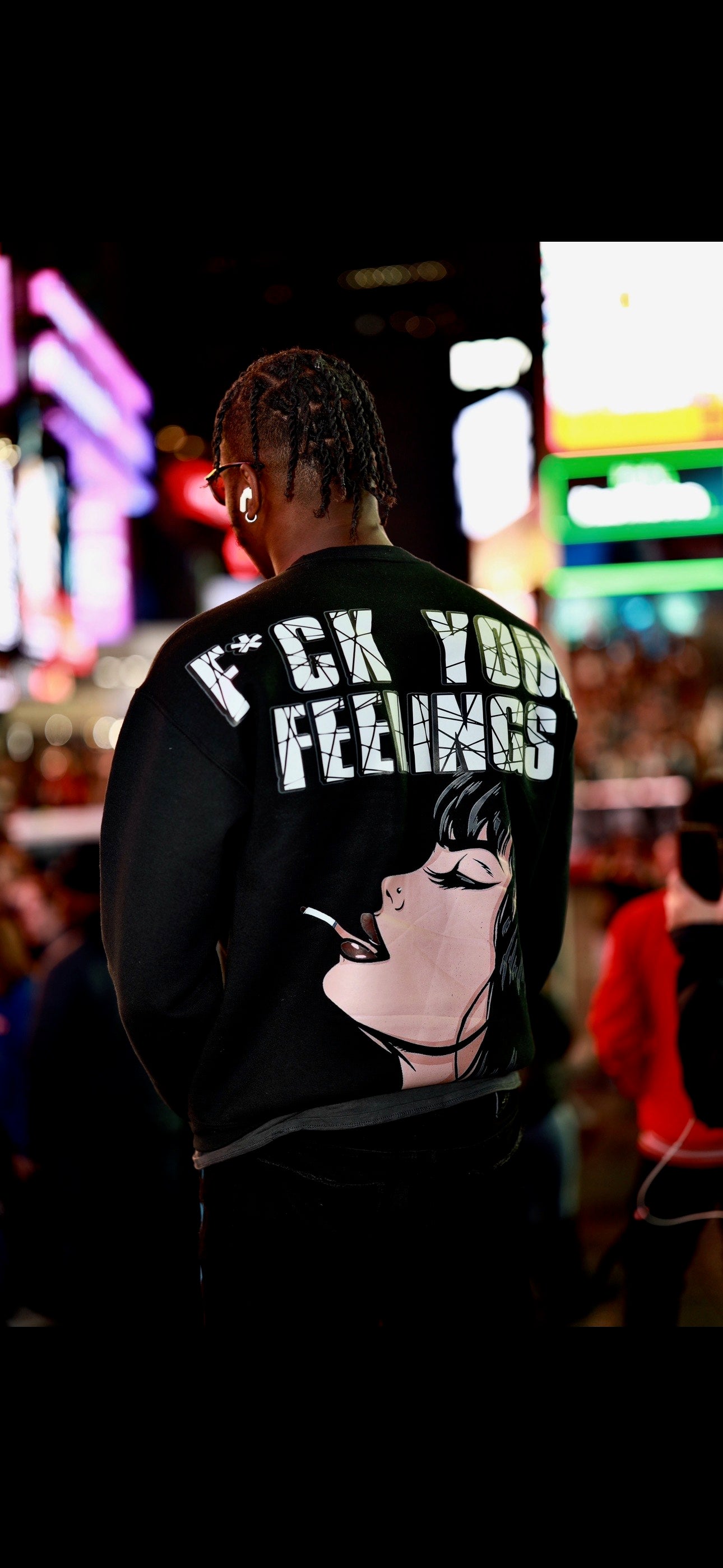 Myre black sweatshirt design” f*ck your feelings