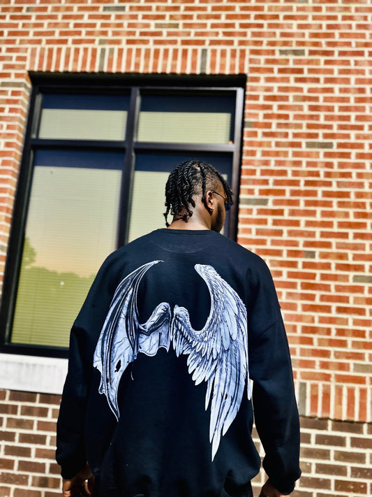 Myre black sweatshirt design” heavenly wings”