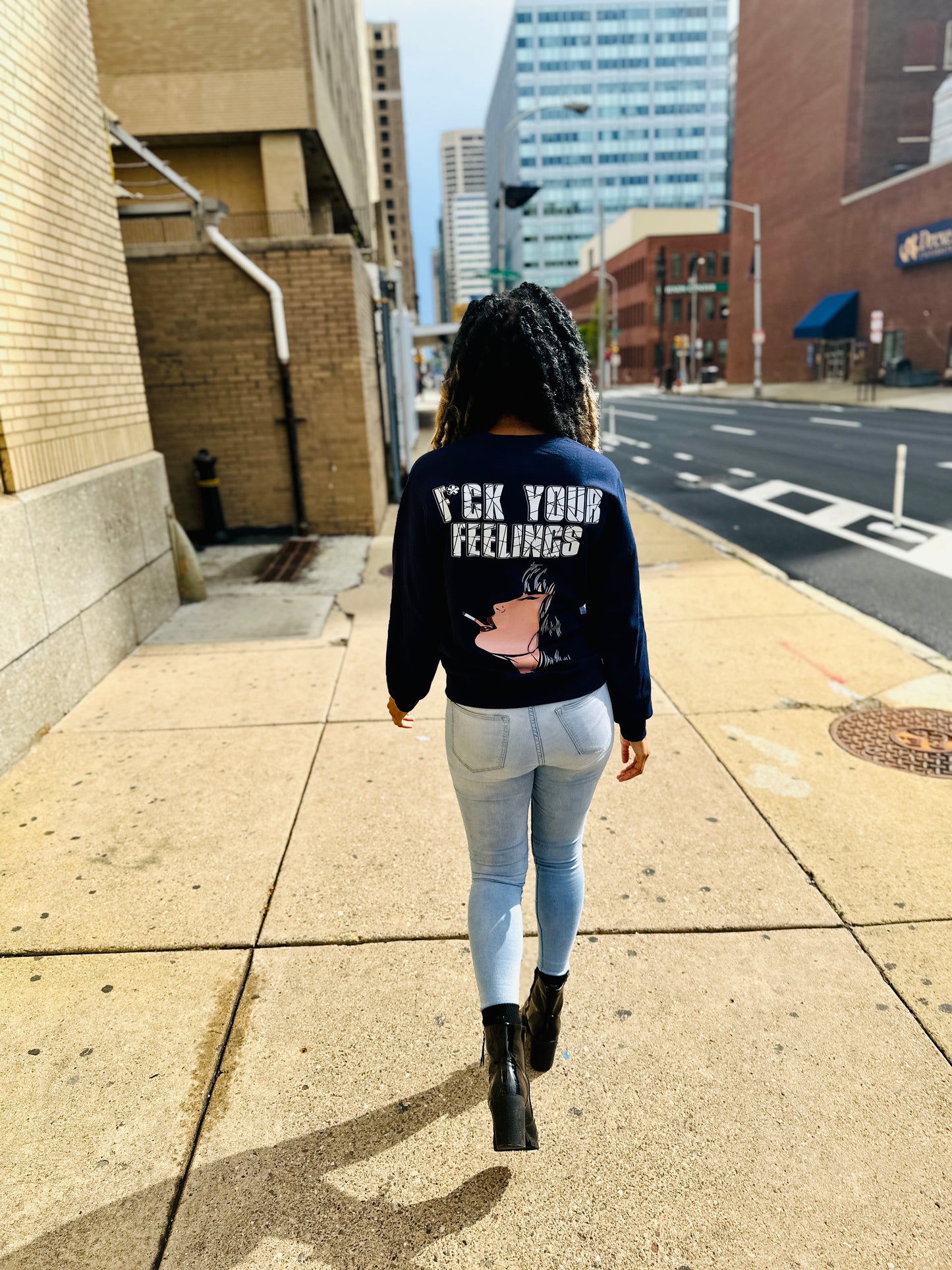 Myre darkblue sweat shirt design “ F**k your feelings”