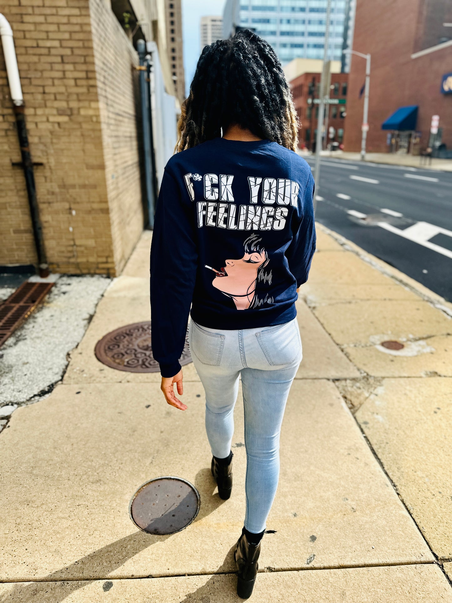 Myre darkblue sweat shirt design “ F**k your feelings”