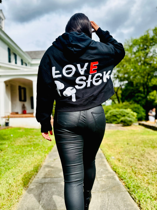 Myre black croptop design “ love sick”