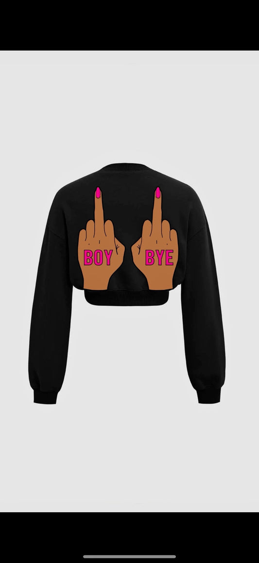 Myre black croptop design “ boy bye”